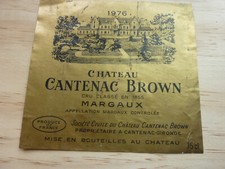 étiquette vin chateau Cantenac brown 1976 Margaux wine label wein etikett