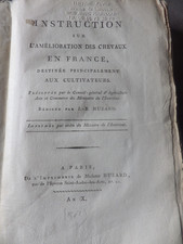 HUZARD Instruction sur l Amelioration des CHEVAUX  1801 /  ELEVAGE EQUITATION
