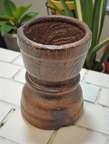 Pot épices bois antique - À,