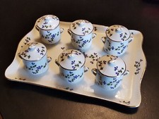  Service Porcelaine Vieux Paris Marie Antoinette Decor Bleuet Pot A Crème Doré 