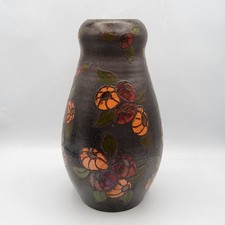 Grand vase en terre cuite vernissée de Savoie à décor floral signé Simonod Sispa