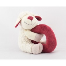 Doudou mouton blanc avec hochet anneau bordeaux KIABI - 3538
