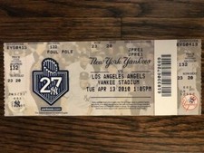 New York Yankees Opening Day 2010 Ticket 4/13/10 Los Angeles LA Angels