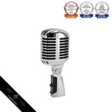 Microphone vocal rétro dynamique style ancien microphone cardioïde en alliage...