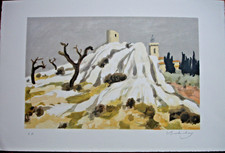 LITHOGRAPHIE EUGENE BABOULÈNE-"LES BAUX"-   E A ET SIGNÉ AU CRAYON-   56X38 CM