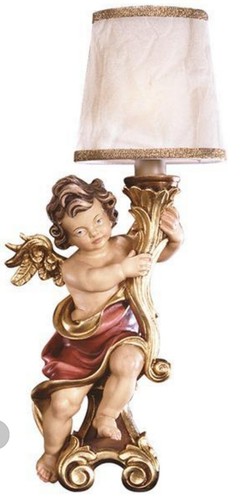Statue ange avec lampe bois - en,