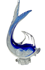 POISSON en Verre Sommerso de MURANO Bleu Sculpture Vintage 1960