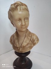Buste enfant en cire sur socle bois signé Edit R