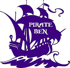 Personalized Pirate Ship wall art decal vinyl name child room decor Nautical boy