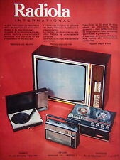 PUBLICITÉ 1969 RADIOLA INTERNATIONAL RÉCEPTEUR RADIO TÉLÉVISEURS ÉLECTROPHONE