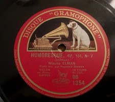 78rpm MISCHA ELMAN Violon RAYMOND BAUMAN Piano DVORAK -DISQUE GRAMOPHONE DB 1354