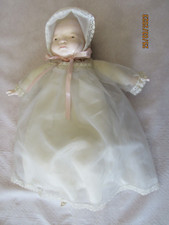 Rare​ Bébé Ancien "Bye Lo Baby" américain, tête/main porcelaine vernissée, 45 cm
