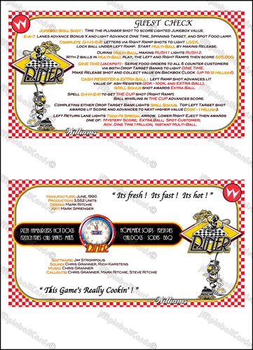 Williams diner 1990 - williams, cartes