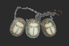 RARE ANCIEN COLLIER EGYPTIEN ANTIQUE avec pendentif scarabées (BS)