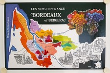Affiche Carte Les Vins de France BORDEAUX et BERGERAC