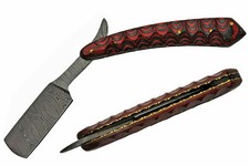 Rasoir Coupe Choux Lame Damas 256 Couches Manche Bois Rouge&Noir DM1250