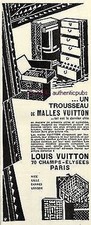 PUBLICITE LOUIS VUITTON MALLE ARMOIRE TROUSSEAU VOYAGE AUTO DE 1925 FRENCH AD