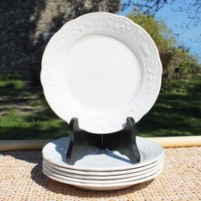 Set de 6 assiettes à dessert blanches Digoin Sarreguemines / fruits en relief