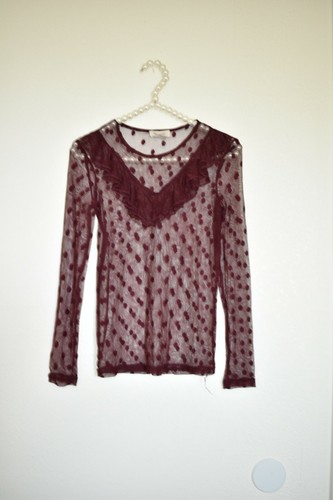 Burgandy polka dot - dot, mesh