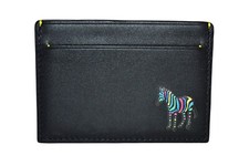 Paul Smith Ps Noir Zèbre Cuir Porte-Cartes De Crédit Neuf