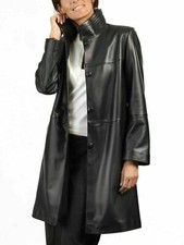 Manteau Trench En Cuir Noir