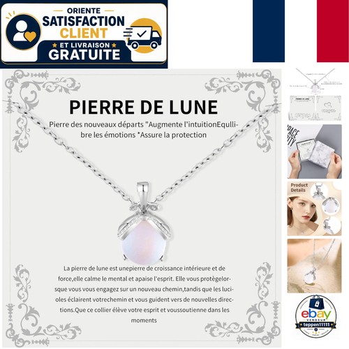 Collier pierre lune cordon - collier,
