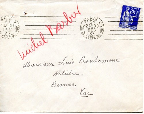 Lettre type paix obl - paix, paris