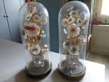 PAIRE DE GLOBE DE MARIÉE NAPOLÉON III AVEC vase en Paris et fleurs sorti grenier