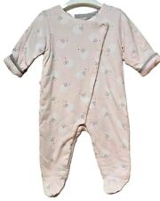 Obaïdi.grenouillère molletonnée rose pois blanc bébé fille 6 mois