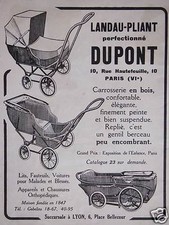 PUBLICITÉ LANDAU PLIANT DUPONT CARROSSEIRE EN BOIS FINEMENT PEINTE