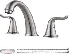 Widespread Bathroom Faucet 2 Handle 3 Hole Solid Brass Stainless Steel Vanity Fa