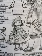 T7 PATRON POUPEE  MODES & TRAVAUX ROBE TABLIER SAC BANDANA AOÛT 2004