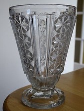 1 ANCIEN GRAND VERRE GOBELET BIERE EAU CRISTAL MOULER EPOQUE 1920 ht 14 cm