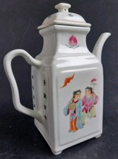 Theiere En Porcelaine Chinoise Chinese Teapot Porcelain Mark Republic Peach Bats