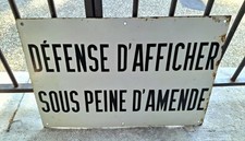 Grande plaque émaillée D'utilité  - Défense D’afficher - 60x40cm