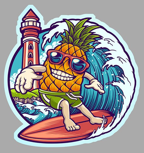 Ananas fruit surf - surfer, hawai