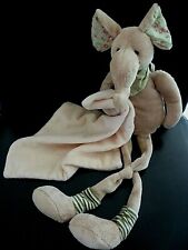 Q4. DOUDOU LA GALLERIA ELEPHANT BEIGE ROSE ECRU VERT FLEUR GRAND MOUCHOIR NEUF*