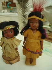 lot de 2 POUPEES DE COLLECTION  INDIEN ART ESKIMO CANADA DE 10 cm + 1 DE 13 cm