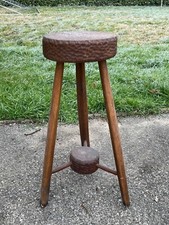 Ancien Tabouret HAUT BAR  Tripode chevet sellette Vintage Déco montagne chalet 2