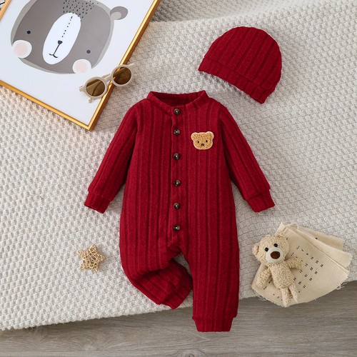 Combinaison bébé rouge hiver - combinaison,