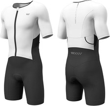 Combinaison Sportive Homme Triathlon Trisuit Complet Cyclisme BLANC NOIR XXL