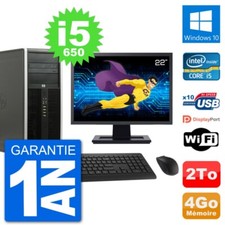 PC Tour HP 8100 Ecran 22" Intel Core i5-650 RAM 4Go Disque 2To Windows 10 Wifi