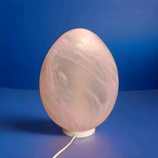 Lampe Oeuf Signé Verrerie De Vianne Verre Nuageux Rose 