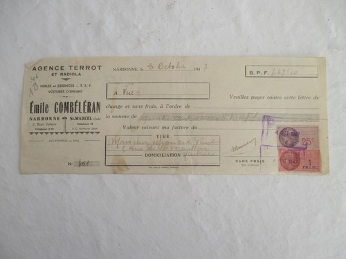 Ancienne traite sur papier