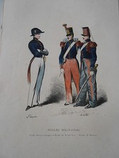 Gravure 19ème Couleur - Ecoles Militaire St Cyr Saumur Polytchnique