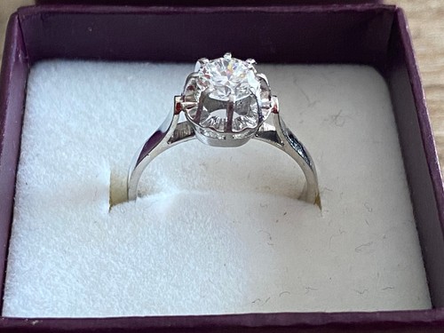 Bague solitaire gris - or,
