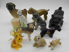 LOT DE 10 FIGURINE CHIEN EN PORCELAINE RÉSINE LAITON VERRE SOUFFLÉ & BISCUIT