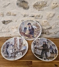 LOT 3 ASSIETTES PORCELAINE DECORATIVE METIER FILEUSE REMOULEUR SABOTIER VINTAGE