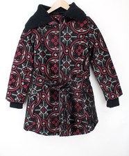 Manteau Femme DESIGUAL Sagitario ~38 À Capuche Rouge/Gris À Zip À Motifs
