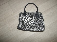 Sac porté main POTIRON PARIS simili cuir "léopard" noir et blanc TBE